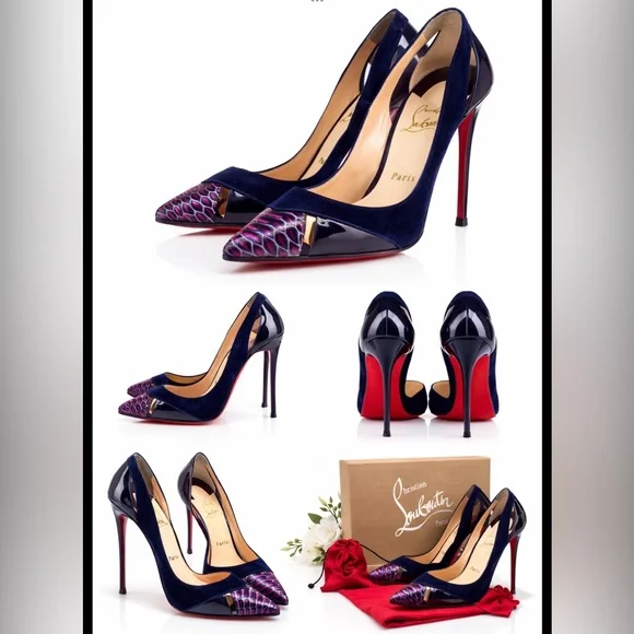 Christian Louboutin Galata 120 Eclipse Watersnake Cap Toe Heels Size 7 RARE - Picture 3 of 17
